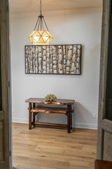 Rustic Log Live Edge Wooden Console Sofa Table for Entryway with Shelf Storage (Honey Pine) Southern Rustic Logwerks
