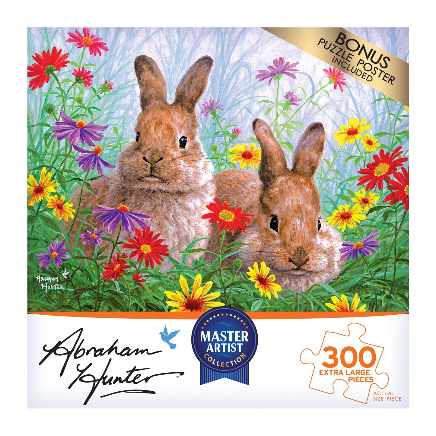 RoseArt - Abraham Hunter - Summertime Bunnies - 300 Piece Jigsaw Puzzle for Adults