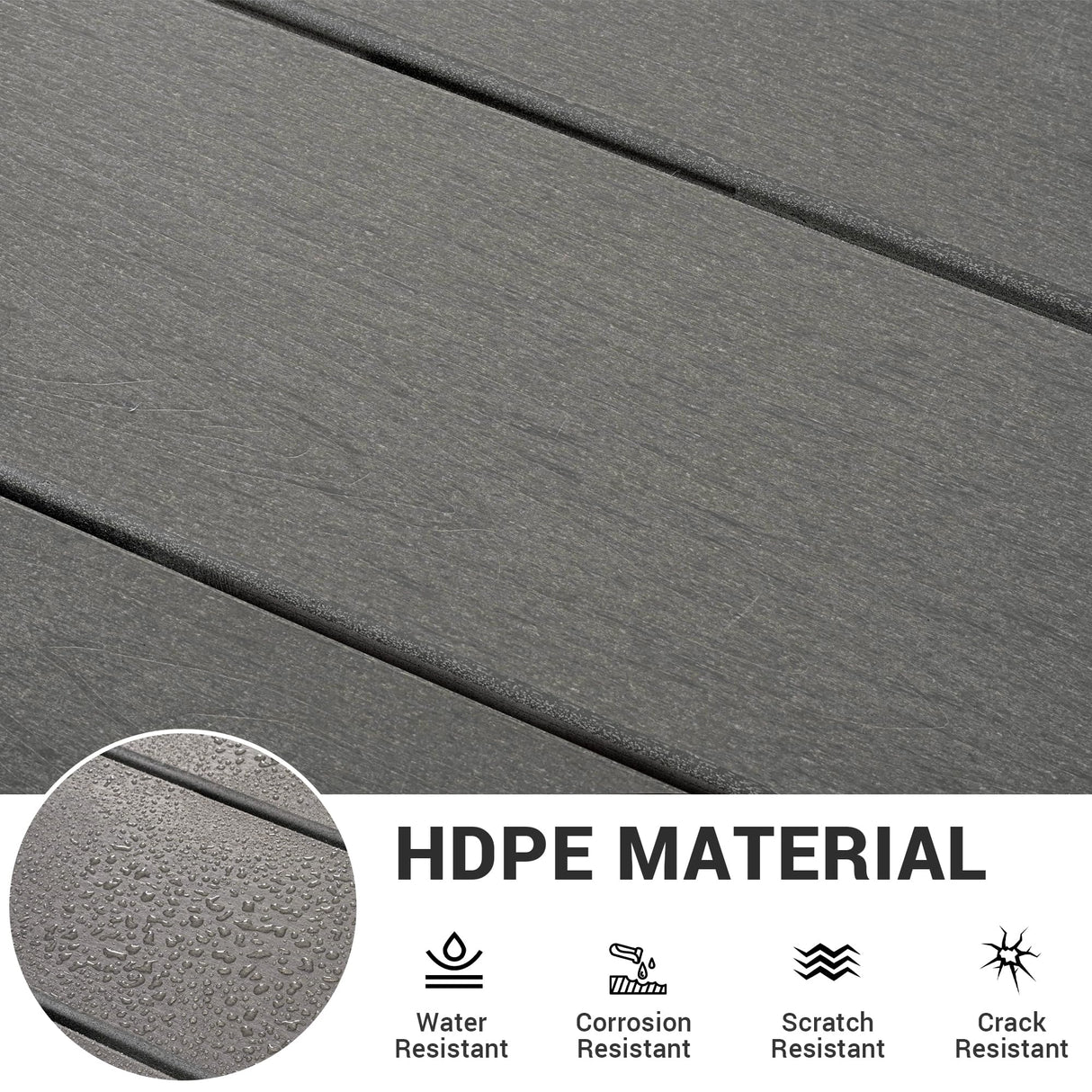 PamapicLife 7-Piece HDPE Outdoor Dining Set, Wood-Like Design Outdoor Table and Chairs with Elegant Armrest, All-Weather Patio Table and Chairs Set with Umbrella Hole for Porch, Poolside, Gray PamapicLife