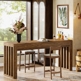 Tribesigns 63-inch Bar Table, Farmhouse Counter Height Pub Dining Table, Rectangular Kitchen Bar Height Table for Dining Room, Bistro, Restaurant,Rustic Brown Tribesigns