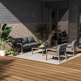 GREEN MORE 4-Piece Outdoor Patio Furniture Set, All-Weather Patio Conversation Set, Modern Sectional Sofa with Coffee Table & Detachable Washable Cushions, for Porch Balcony Backyard, Natural GREEN MORE