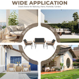 GREEN MORE 4 Piece Outdoor Patio Furniture Set, Rattan Conversation Sets, All-Weather Wicker Chairs with Cushions and Coffee Table, for Garden Balcony Courtyard Poolside GREEN MORE