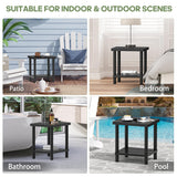 LEJANEOYE Outdoor Side Table, 2-Tier Small Outdoor Table for Patio, Adirondack Side Tables for Outside or Indoor, Bamboo End Table for Pool, Porch, Weather Resistant Easy Maintenance-Black LEJANEOYE