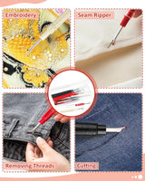 FIVEIZERO Seam Rippers for Sewing – 2 Big and 2 Small Stitch Remover Tools, Thread Ripper, Embroidery Removal Tool with Thread Snips FIVEIZERO