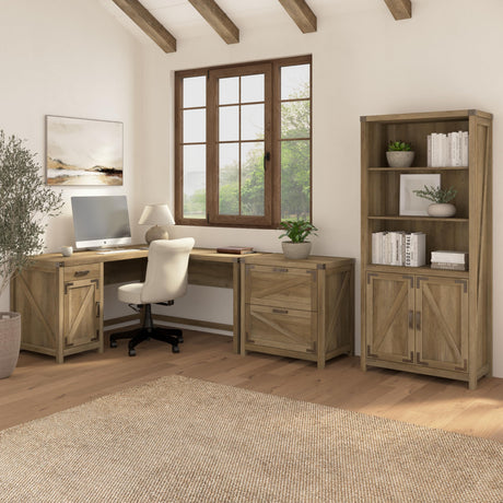 kathy ireland Home by Bush CGD160RCP-03 60-Inch L-Shaped Desk with Drawer, Reclaimed Pine Bush Business Furniture