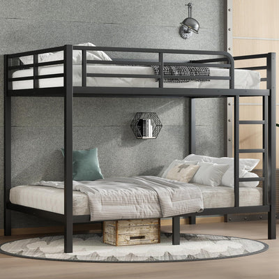 Bellemave Bunk Bed Full Over Full, Heavy Duty Bunk Beds Frame with Ladder, Full Size Bunk Beds with Safety Guardrails, Bunk Bed with Noise-Reducing Rubber Stoppers, Black