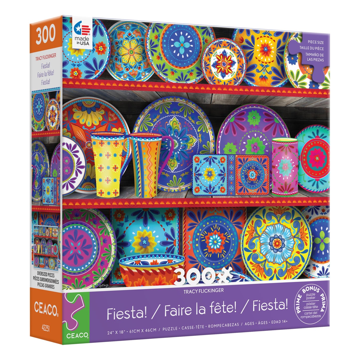 Ceaco - Tracy Flickinger - Fiesta! - 300 Oversized Piece Jigsaw Puzzle