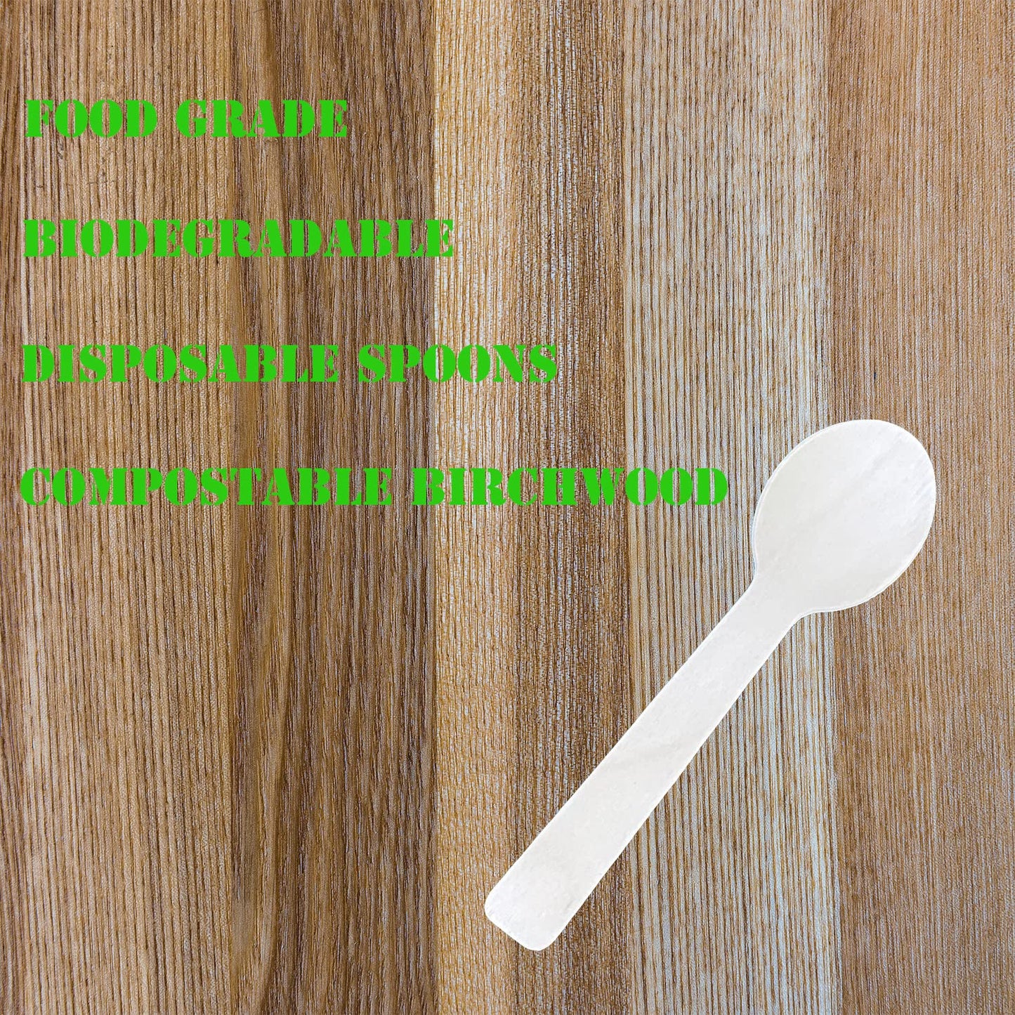 200pcs 4 inch Mini Wooden Spoons, Biodegradable Compostable Birchwood, Food Grade Disposable Spoons Disposable Wooden Cutlery for Parties, Weddings, Camping.