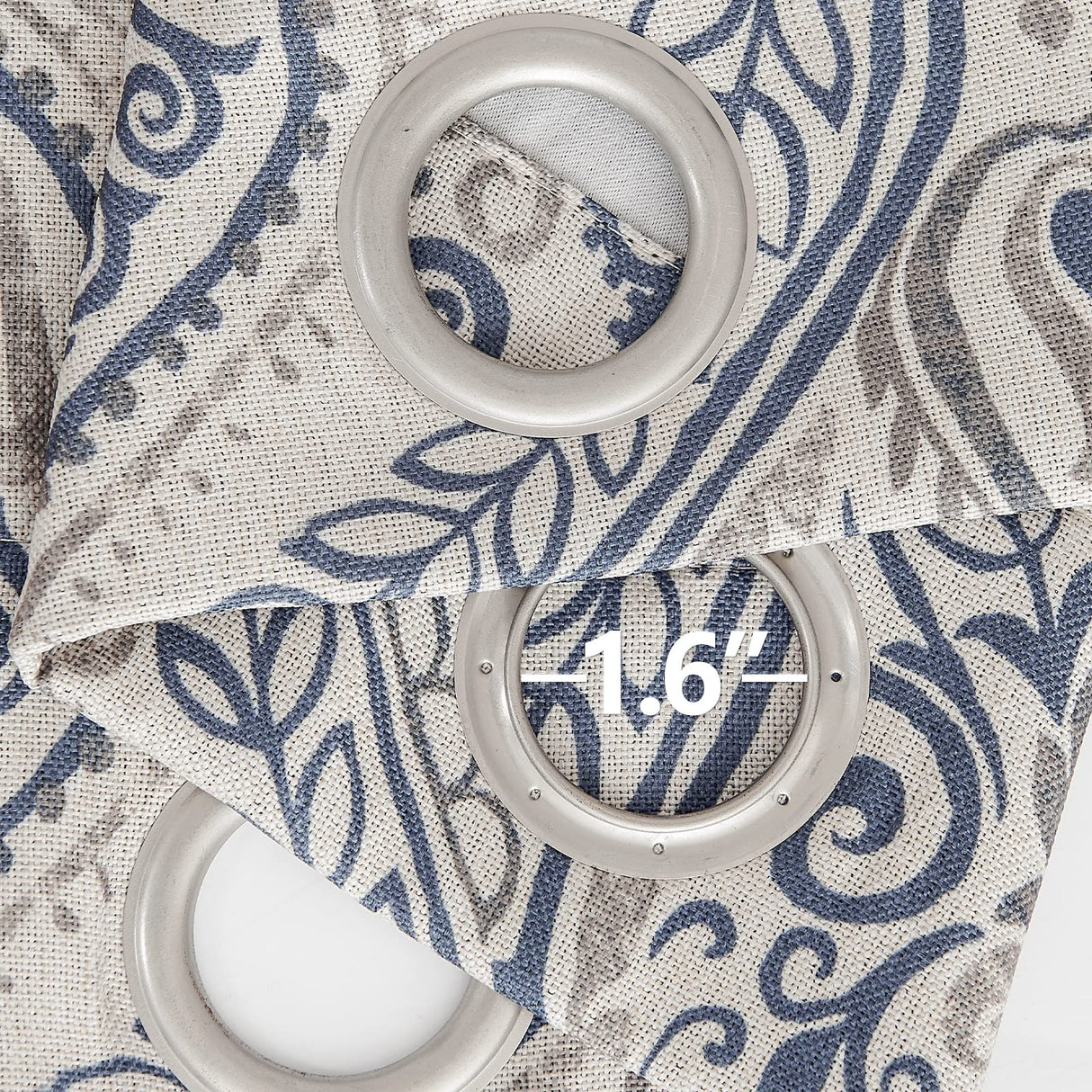 jinchan Linen Textured Curtains for Living Room Darkening 108 Inches Long, Medallion Drapes for Bedroom, Damask Pattern Window Treatments Vintage Curtain Panels, Extra Long 2 Panels Blue on Greige jinchan