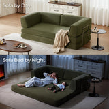 LINSY HOME 79'' Convertible Sofa Bed - Boneless Compression Sofa Folding Loveseat Sleeper - Foldable Corduroy Couch Bed for Living Room Bedroom - Modular Sectional Compressed Sofa in Box, Green LINSY HOME