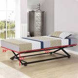 Kings Brand Furniture Twin Size Black Metal Platform Bed With Pop Up Trundle Kings Brand Furniture