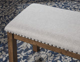 Signature Design by Ashley Moriville Casual Rustic Upholstered Dining Bench, Grey & Brown Signature Design by Ashley