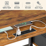 HOOBRO TV Stand with Power Outlet and LED Light, Entertainment Center for TVs Up to 65 Inch, Modern Media Console Table with 2 Non-Woven Drawers, for Living Room, Bedroom, Rustic Brown BF54UDDS01 HOOBRO