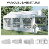 Outsunny 10' x 20' Heavy Duty Party Tent & Carport with Removable Sidewalls and Double Doors, Large Canopy Tent, Sun Shade Shelter, for Parties, Wedding, Outdoor Events, BBQ, White Outsunny