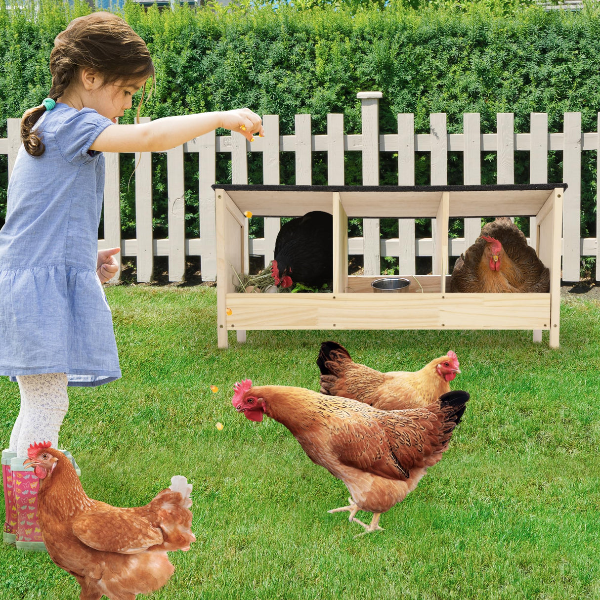 COZIWOW 3 Compartment Chicken Nesting Boxes, Chicken Laying Boxes with Asphalt Roof, Chicken Coop Accessories,Wood Nesting Boxes for Hen,Duck,Poultry,Bird,Dove COZIWOW