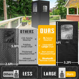 ouluu Large Portable Steam Sauna, 3L Steamer Portable Sauna Box for Home, Personal Sauna with Big Sauna Chair, Remote Control, 3.2’ x 3.2’ x 6.0’, Black, 1200W ouluu