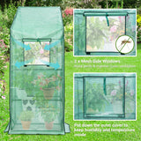 Ohuhu Greenhouse for Outdoors with Mesh Side Windows, 3 Tiers 4 Shelves Small Walk-In Green House Plant Stands Plastic PE Cover Outside Portable Warm House for Seedling Flowers Growing, 4.8x2.5x6.4 FT Ohuhu
