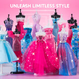 Klever Kits 400+PCS Fashion Design Crafts for Kids, Art and Crafts, DIY Sewing Kits with 3 Mannequins for Girls Aged 8-12, Birthday Presents, Toys fot Kids Klever Kits