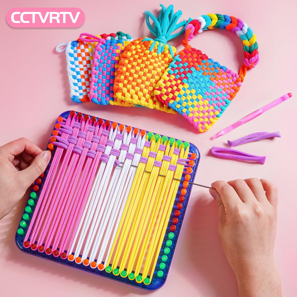 CCTVRTV Weaving Loom Kit Toys for Kids and Adults, Potholder Loops DIY Arts and Crafts for Boys and Girls Ages 5 6 7 8-12 13, Easy Potholder Loom Knitting Kits Gifts for Beginners, 252 Craft Loops CCTVRTV