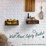 NAGAWOOD Wooden Countertop Baskets Set of 2 for Kitchen, Bathroom, Pantry|Wall Mount Upgrade with Full Accessories| Rustic Nesting Boxes|Wooden Organizer Crates for Fruit, Vegetables, Produce, Bread NAGAWOOD