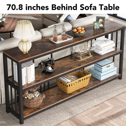 Tribesigns 70.89 in Console Table, 3 Tiers Entryway Table, Long Foyer Table, Console Table with Storage, Industrial Behind Couch Table, Large Accent Table for Entrance Hallway Living Room