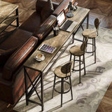 Rolanstar Console Table with Power Outlet, Narrow Sofa Table, 70.8" x 11.8" Farmhouse Table Behind Sofa Couch Hallway Entrance for Living Room, Entryway, Foyer, with Metal Frame,Grey Rolanstar