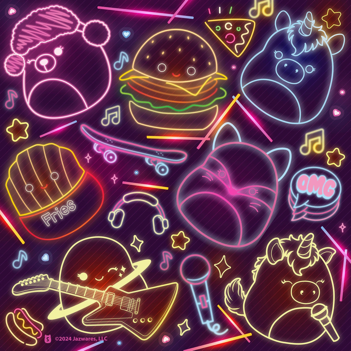 Buffalo Games - Glow in The Dark - Squishmallow Neon Lights - 100 Piece Jigsaw Puzzle Buffalo Games
