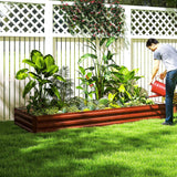 Outsunny Galvanized Raised Garden Bed, 8' x 3' x 1' Metal Planter Box, for Growing Vegetables, Flowers, Herbs, Succulents, Natural Wood Outsunny