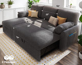 AMERLIFE Sleeper Sofa, 2-in-1 Sofa Bed with Storage Chaise, Pull Out Sofa Couch for Living Room, Guest Room, Boucle Dark Grey AMERLIFE