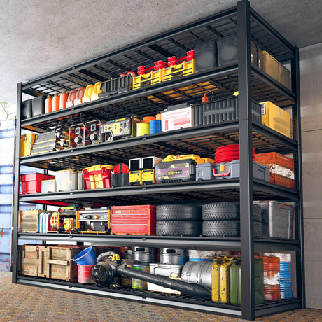 REIBII 60" W Garage Shelving, 2900LBS Storage Shelves, 6 Tier Heavy Duty Shelving, Adjustable Metal Shelving Units and Storage Rack for Warehouse, Pantry, Basement, 60" W x 84" Hx 24" D, 2 Pack REIBII