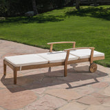 Christopher Knight Home Perla Outdoor Chaise Lounge with Water Resistant Cushion, Teak Finish / Cream Christopher Knight Home