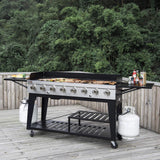 Royal Gourmet 8-Burner Gas Grill, 104,000 BTU Liquid Propane Grill, Independently Controlled Dual Systems, Outdoor Party or Backyard BBQ, Black Royal Gourmet