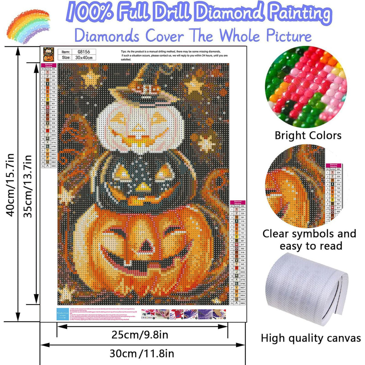 bleihum Pumpkin Diamond Art Kits for Adults- 5D Diamond Painting Kits for Adults, Halloween Gem Painting Kit for Home Wall Decor Gifts(12x16inch) bleihum