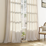 Pinch Pleated Linen Curtains 108 Inches long for Living Room 2 Panels Set Cream Beige Flax Pleat Drapes Back Tab Semi Sheer Neutral Boho Ceiling to Floor 108 Inch Curtains for Bedroom Window 9 FT Aersas