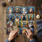 PICKFORU Stained Glass Puzzles Cat Puzzles for Adults 1000 Pieces, Kitten Kitty Puzzles Collage Puzzles 1000 Pieces Hard, Impossible Challenging Jigsaw Puzzles,Colorful Mosaic Cats Puzzle PICKFORU