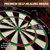 Barrington Billiards Chatham Wood Dartboard Cabinet With 18” Bristle Dartboard and Steel Tip Dart Set Barrington Billiards