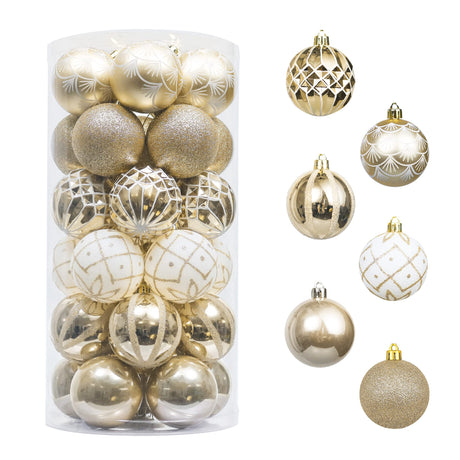 Valery Madelyn Christmas Ornaments Set, 30ct 2.36 Inches White and Gold Shatterproof Christmas Tree Decorations Ball Ornaments Bulk, Elegant Hanging Ornaments for Xmas Holiday Party Decor Valery Madelyn