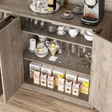 Sideboard Buffet Cabinet with Storage - 65 Inch Farmhouse Kitchen Pantries Sideboard Cabinets with Adjustable Shelves, Wooden Coffee Bar Cabinet Buffet Table for Kitchen, Dining Room, Oak chartustriable