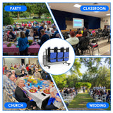 Grey Folding Chair and Table Cart, 400LBS Weight Capacity Folding Chair Dolly with 4In Swivel Wheels Make Storing and Transporting Chairs Easy Chair Storage Rack with Straps and Cover to Space Saving Qinqi