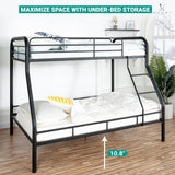 Naomi Home Twin Over Full Metal Bunk Bed with Safety Guardrails, 800 lbs Capacity, Angled Ladder, Underbed Storage, Black, Modern Design Naomi Home
