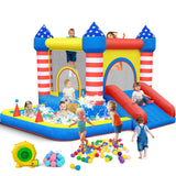 Culaluva Inflatable Bounce House: Bouncer Bouncy Castle 5 in 1 with Ball Pit & Slide for Kids Aged 3-8 - with 370W Blower & Storage Bag - Indoor Outdoor Play Stripes Style CulaLuva