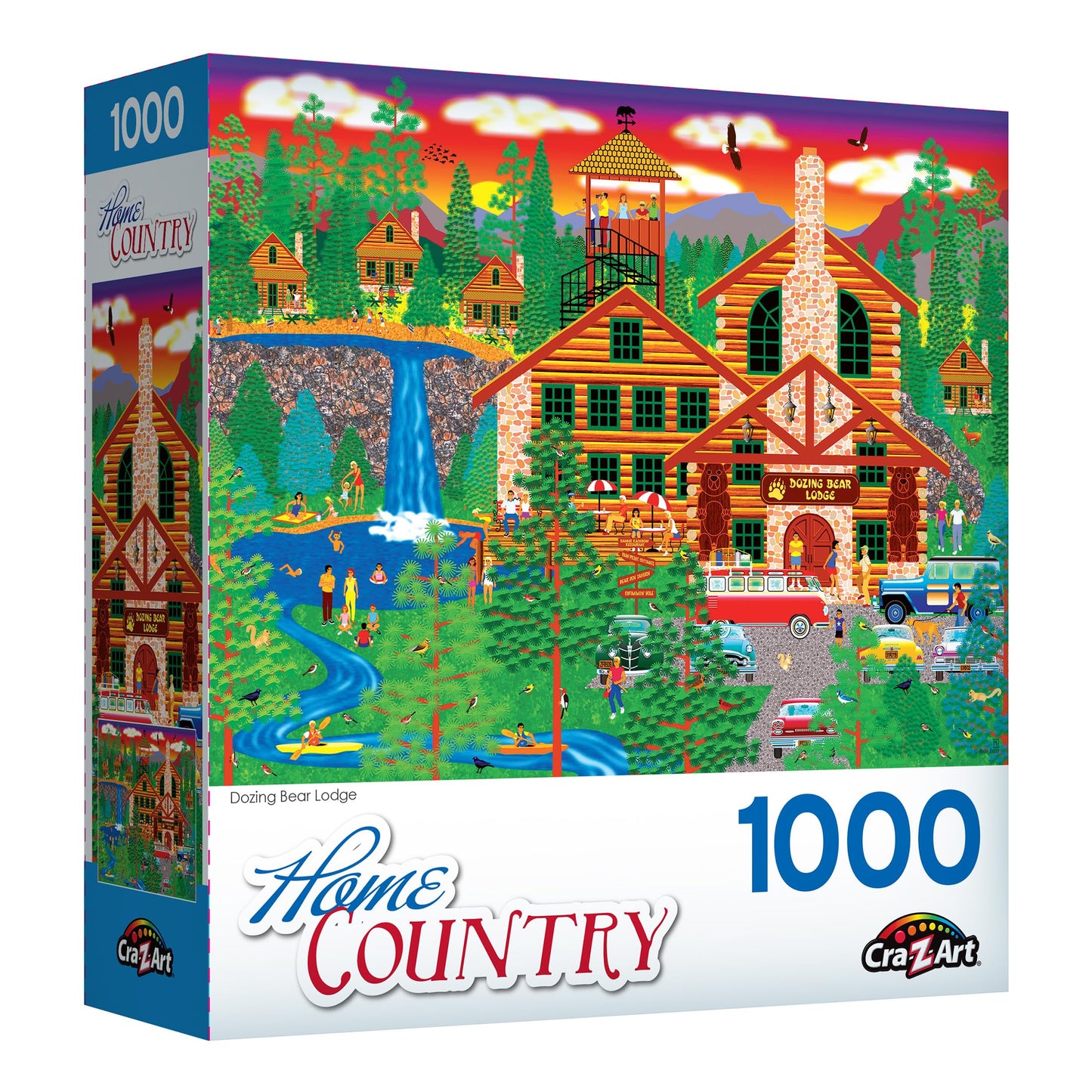 RoseArt - Home Country - Dozing Bear Lodge - 1000 Piece Jigsaw Puzzle for Adults