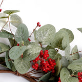 Sggvecsy 18 Inch Artificial Christmas Wreath for Front Door Xmas Red Berry Wreath Winter Glitter Eucalyptus Wreath Christmas Hanging Decorations for Wall Home Window Holiday OutdoorDecor Sggvecsy