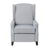 Taylor & Logan Maxfield Traditional Gray Fabric Upholstered Slim Wingback Recliner with Accent Nail Trim and Push Back Recline Taylor & Logan