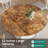 DWVO 55 Inches Round Dining Table for 6-8 People Farmhouse Circle Dining Room Table Large Kitchen Desk with 2 Tier Storage Rack for Kitchen Apartment Resturant, White DWVO