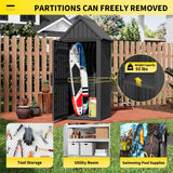 Fancyango Outdoor Resin Storage Shed, Upgrade Durable Storage Cabinet with Removable Shelves and Lock Ring, Reinforced Floor, All-Weather Construction for Garden Patio Lawn (Black) Fancyango