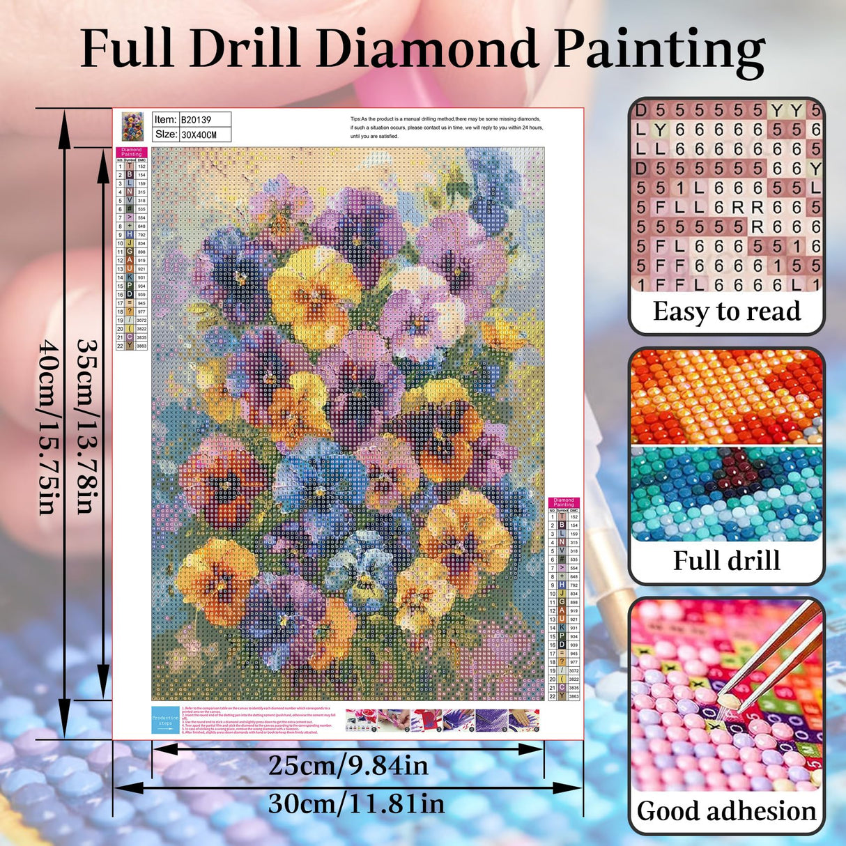 cewlonp Flowers Diamond Painting Kits for Adults-Flowers Diamond Art Kits for Adults Beginner,DIY Full Drill Gem Art for Home Wall Decor(12x16inch) cewlonp
