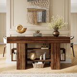 Einhomn 63 Inch Long Console Table for Entryway, Farmhouse Wooden Sofa Table Behind Couch with 3-Tier Storage Shelf, Narrow Entry Accent Table for Living Room, Hallway, Foyer, Rustic Brown Einhomn