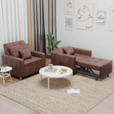 Esright Futon Chair Bed, 3-in-1 Pull-Out Sleeper Sofa Reading Chair for Adults, Convertible Sofa Chair with 3-Level Backrest for Small Space, Dorm, Living Room, Apartment, Office, Saddle Brown Esright