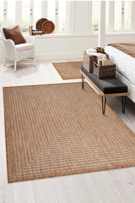 Adiva Rugs Outdoor Indoor Area Rug, Weather Resistant, Easy to Clean, Stain Resistant Floor Mat for Dining Room, Backyard, Deck, Patio (Wooden, 5' x 7') Adiva Rugs